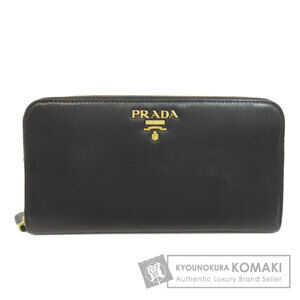 Prada round zipper long Wallet leather